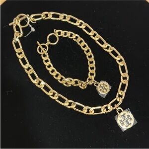NEW✨Two Pieces Pendant and Bracelet with Tory Burch charm/medallion.